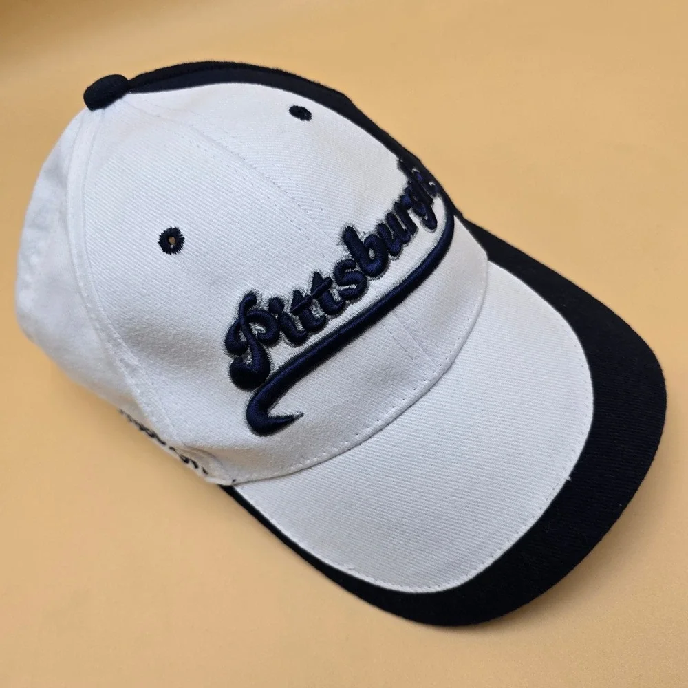 City Merchandise Pittsburgh Hat Navy White Two Tone Embroidered Script‎ Cap OSFM